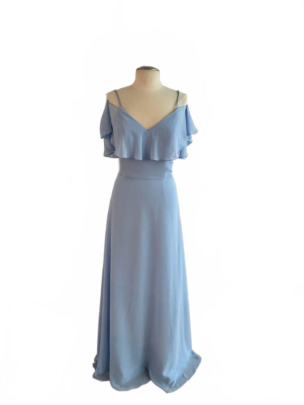 NEW MORILEE women's chiffon cold-shoulder dress in cornflower
